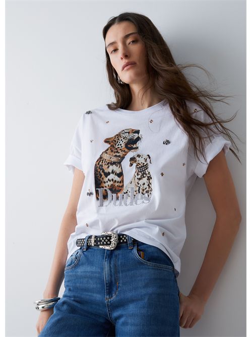 T-shirt con stampa e ricami gioiello LIU JO | WA6331JS904/P9272